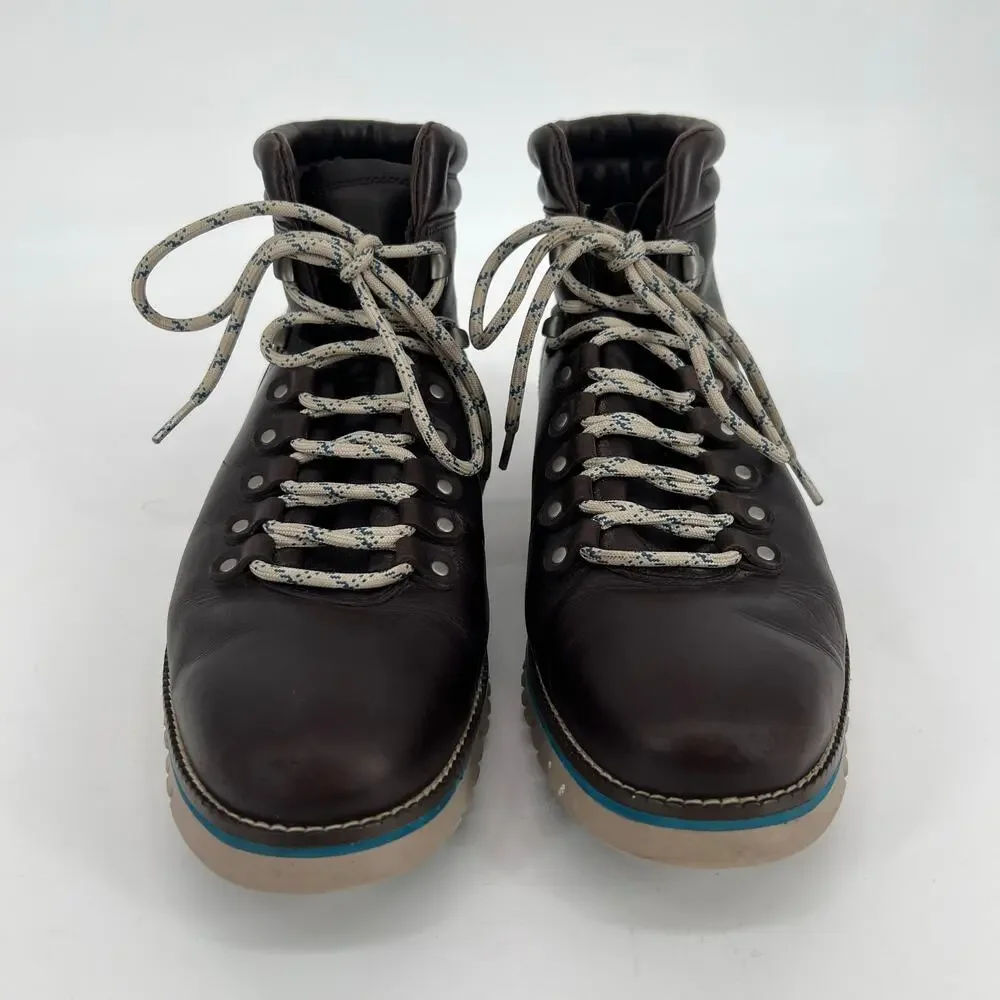 Cole Haan ZeroGrand Hiker Boot Mens 9.5W Dark Brown Leather Lace Up Waterproof
